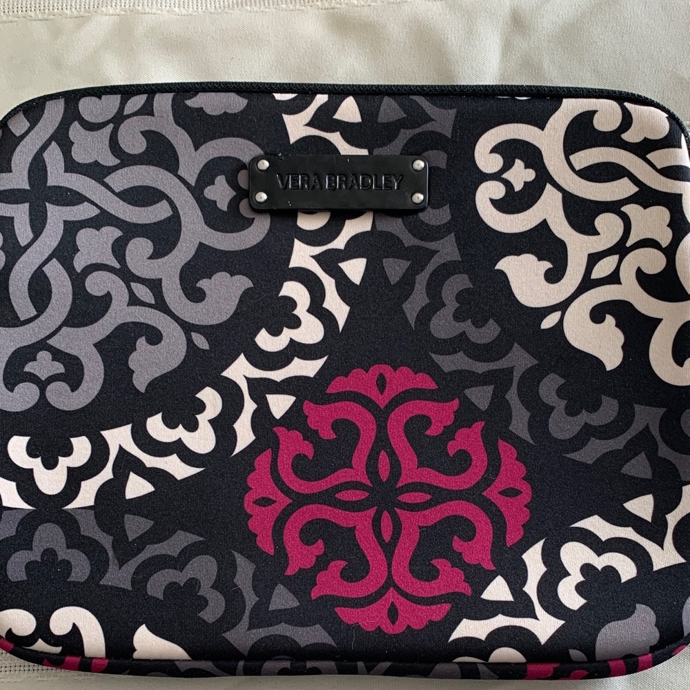Vera Bradley Black and Pink Ipad Tablet / Cosmetics Case